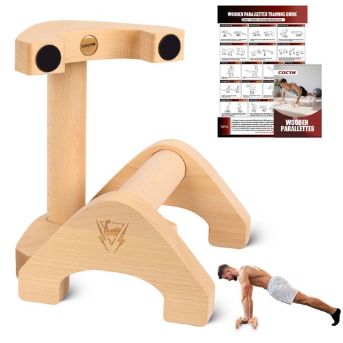 Liegestützstangen aus Holz, 2 Stück Parallettes aus massiver Buche mit Einheitsgröße, Holz - Bild 1 von 7