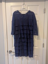 Alex Evenings Purple knee length formal lace frill dress size 14