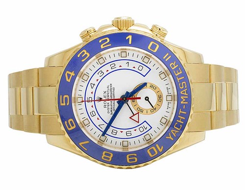 Mens Rolex 18K Yellow Gold 116688 Yacht Master II 44 MM Oyster Ceramic Watch