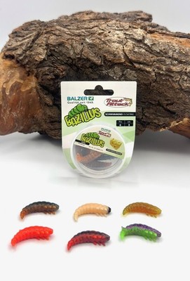 Balzer Trout Attack Bazillus Käse 3cm 1,5g schwimmend 6 Stück Larvenimitat Köder