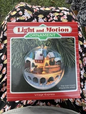 1986 Hallmark Light and Motion Village Express Christmas Train Ornament