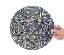 Handmade Woven Rattan Round Placemat 30cm   Natural Table Decoration, Heat Resis