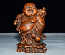 Exquisite Small Leaf Boxwood Big Belly Maitreya Ornament