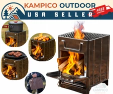 Portable Folding Stainless Steel Stove Outdoor Camping BBQ Wood Burning Stove