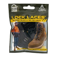 Lock Laces Blk72 Safety Boot Laces, Black, 72" L, Pr