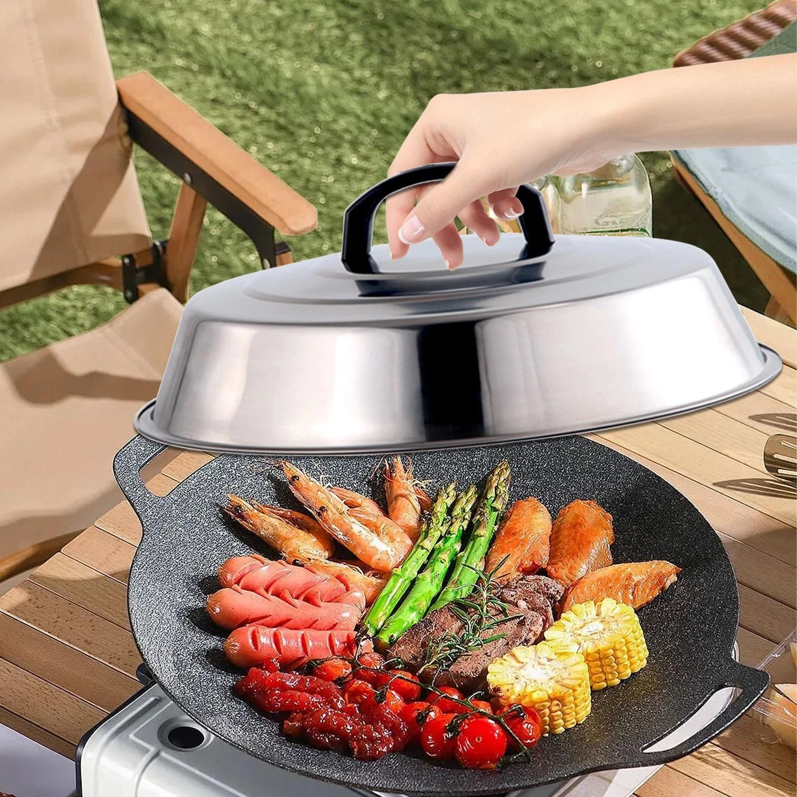 Steaming Cover Burger Cover 12.2inch With Handle Universal