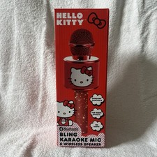 Hello Kitty Bluetooth Karaoke Microphone  Wireless Speaker USB Charging Red NIB