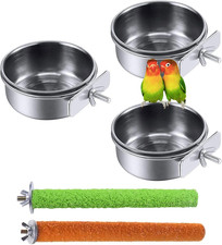 Bird Feeding Dish Cups,5.5X2.0 Inches Parrot Stainless Steel Food Water Dish Per