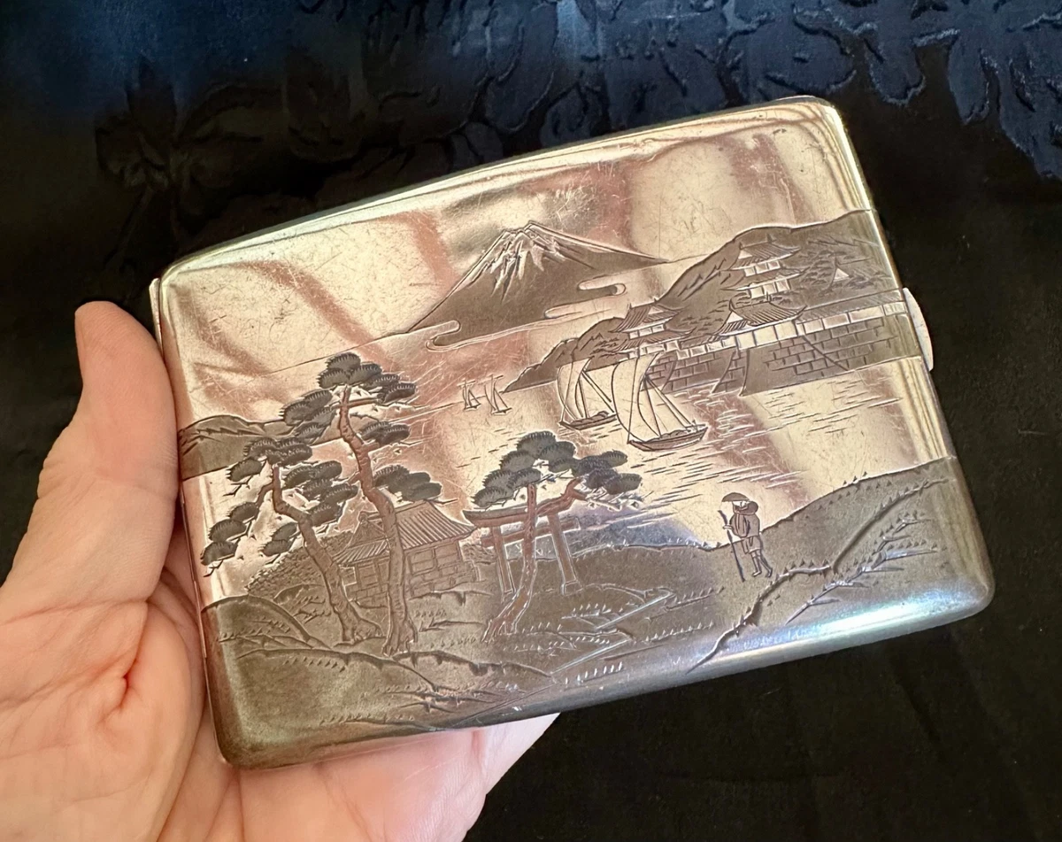 Japanese 1900-1940 Antique US Sterling Silver Cigarette & Vesta