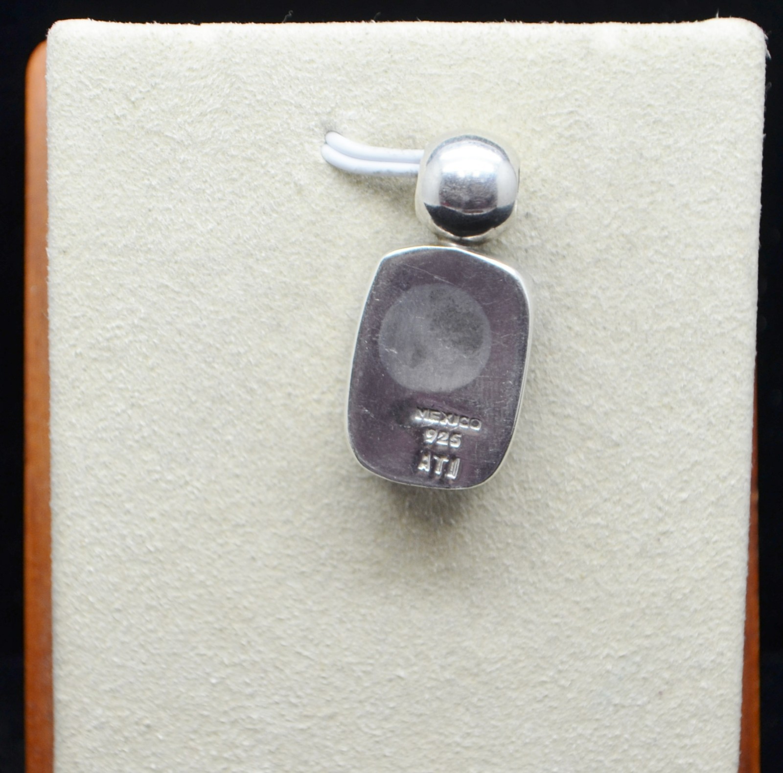 Sterling Silver Dark Shaped Rectangular Stone Cha… - image 3