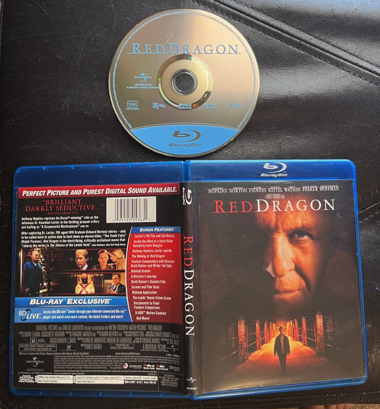 RED DRAGON on Blu-ray, Anthony Hopkins is Hannibal Lecter, Universal Home Video