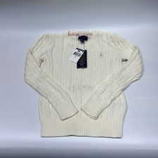 NEW Polo Ralph Lauren Cable Knit Cotton Cream Pullover Sweater Girl  s Size 6