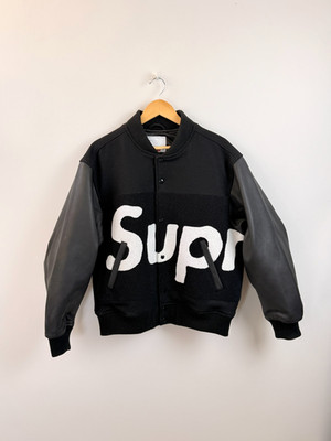 Supreme Big Logo Chenille Varsity Jacket Black Herren Gr. M