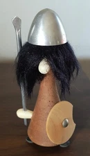 Vintage Wood Viking Warrior Figurine Doll Scandinavian Folk Art Souvenir