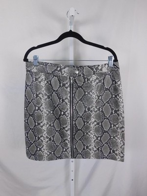 Thread + Supply Skirt Womens Extra Large Black Snake Print Faux Leather Mini Zip