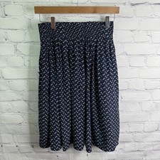 CAROLE LITTLE Vintage Floral Navy Elastic Waist Skirt 10 NWT