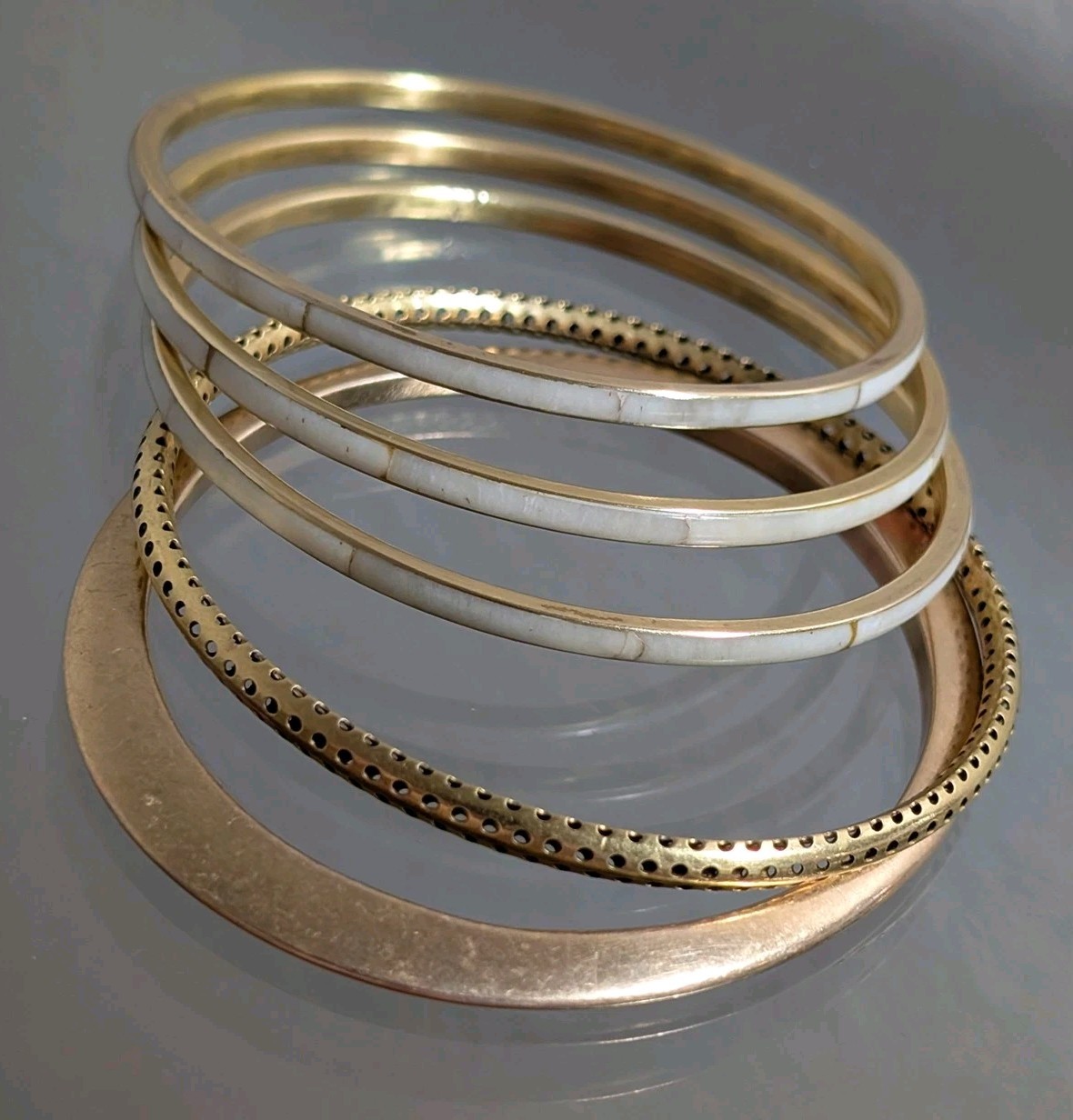 Vintage Lot Bracelets Solid Brass Shell Beach Boh… - image 10