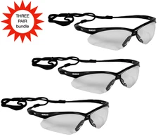 THREE PAIR KleenGuard Nemesis Safety Glasses Clear Lens Black Frame ANSI Z87+