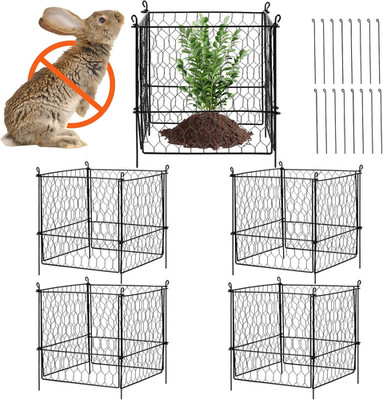 4 Pack Plant Protectors from Animals, 13.4'' X 13.4'' Chicken Wire Plant Protect