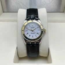 Tudor Monarch White Roman Dial 35mm Quartz Men's Watch Date gold bezel