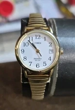 Timex Indiglo Womens Easy Reader Calendar Gold-Tone Quartz Watch New Battery