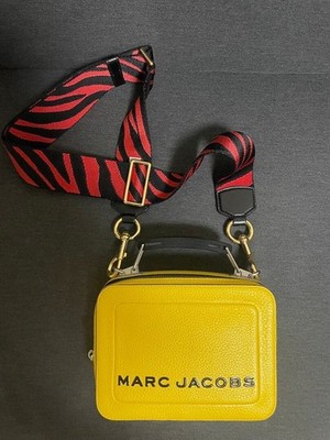 MARC JACOBS The Box Leder wandelbare Schulter Handtasche gelb Zebra Riemen au...