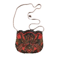 Vintage Micro Glass Beaded Crossbody Strap Purse - Excellent Condition 7.5x6.5