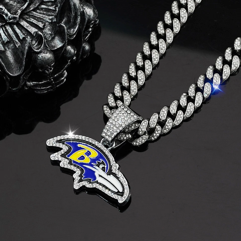 Baltimore Ravens NFL Men's Personalized Hip Hop Cuban Chain Necklace - Image 3 of 4