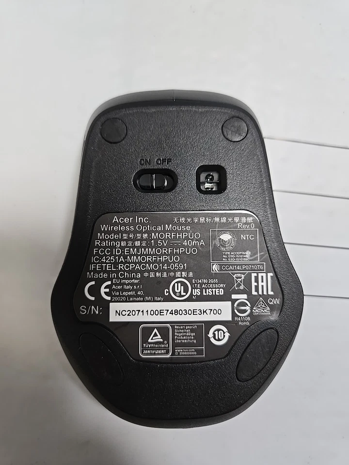  Acer Wireless Optical Mouse MORFHPUO Gray – Pre-Owned Tested Working. - Image 2 of 4