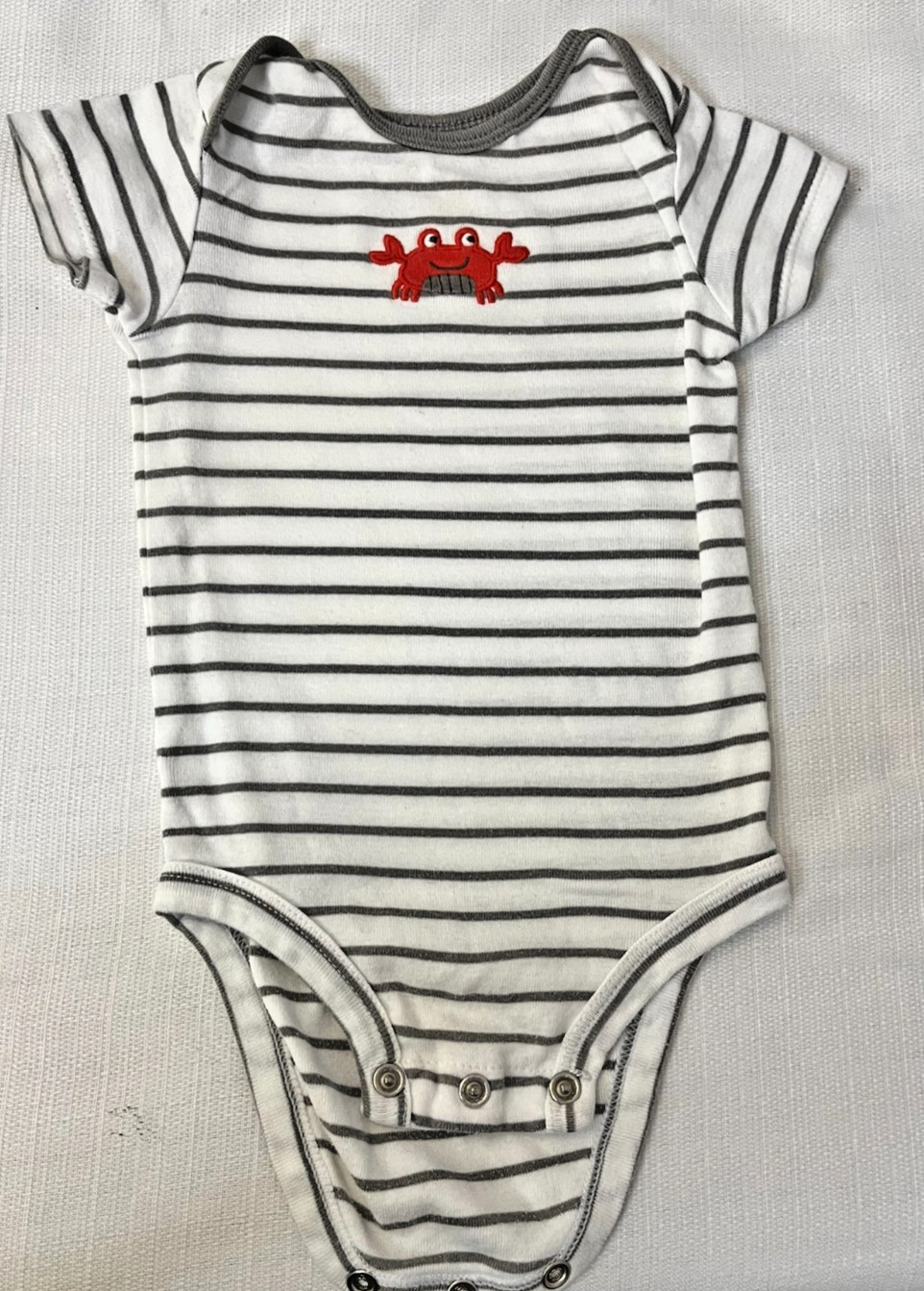 Carter’s Baby Boy Bodysuit 6M Striped Crab Nautical One Piece Gray
