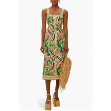 FARM Rio Heli Leaves Linen Midi Dress - Size XS - New