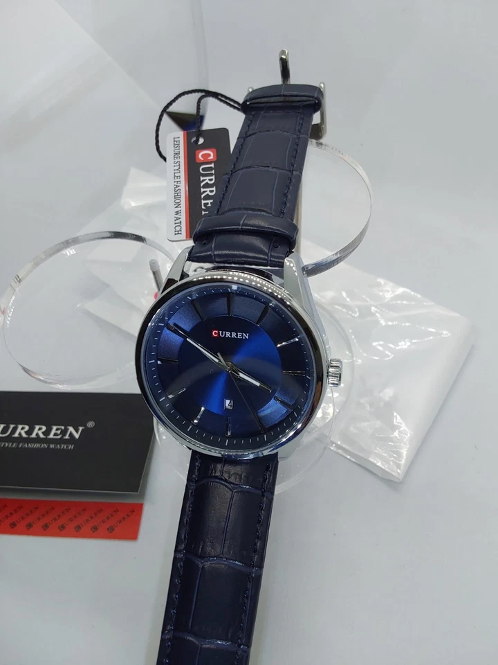 Classic 45mm Blue Pie Pan textured dial design Quartz Men's Watch New - Image 3 of 4