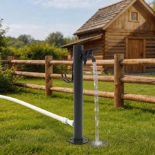 2-Outlets Outdoor Water Column Faucet Mount Column Faucet Garden Faucet Black