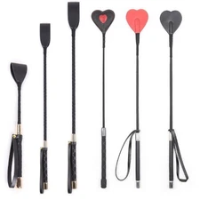 Leather Cosplay Bondage Whip Crop Spanking Horse Riding Flogger Flapper Cane 