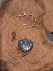 Antique Vintage Cloisonne Floral Heart Pendant Necklace — photo 6