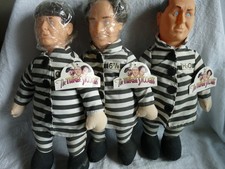  3 "The Three Stooges" Dolls 1996 Larry Curly Moe Prison Uniform 12 in.