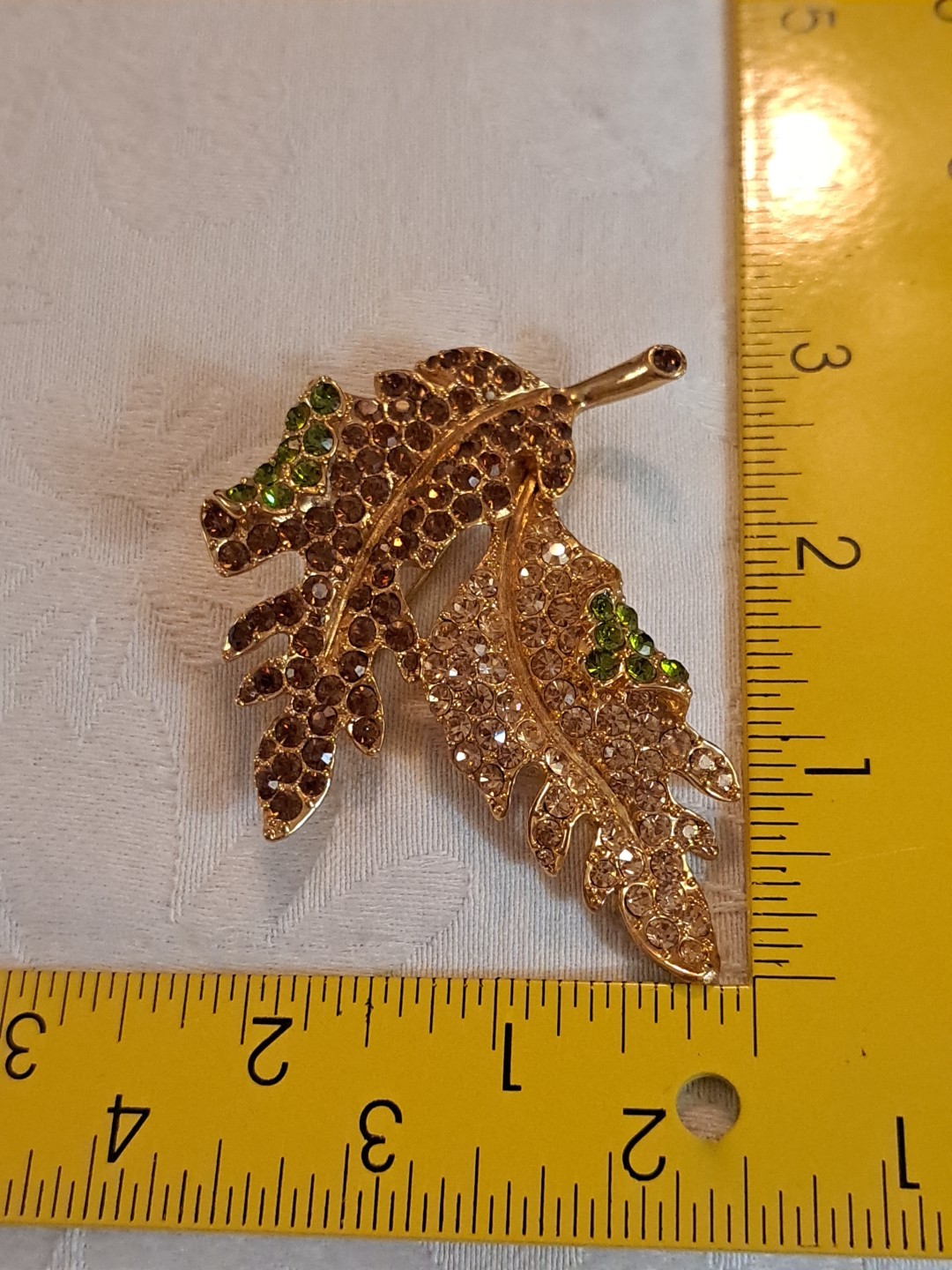 VTG KJL Kenneth Jay Lane Leaf  Goldtone Rhineston… - image 9