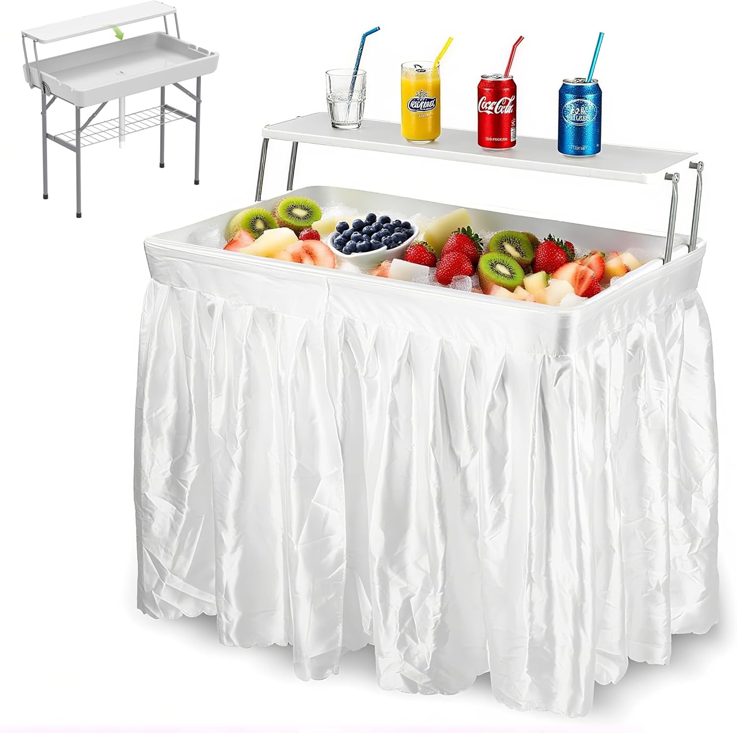 Table With Extra Storage Shelf Portable - White