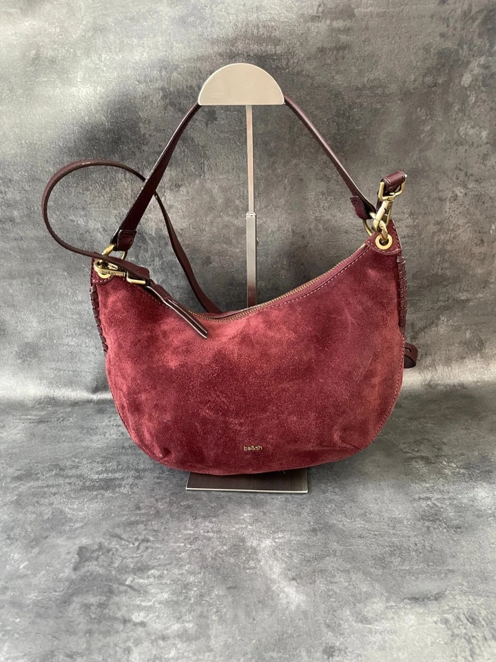 Sac à main bandoulière Ba&sh rouge bordeaux cuir daim Swing - Photo 1/4