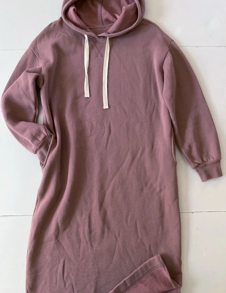 Madewell MWL Betterterry толстовка с капюшоном платье S лиловый флис Midi уютный удобный - Изображение 3 из 4