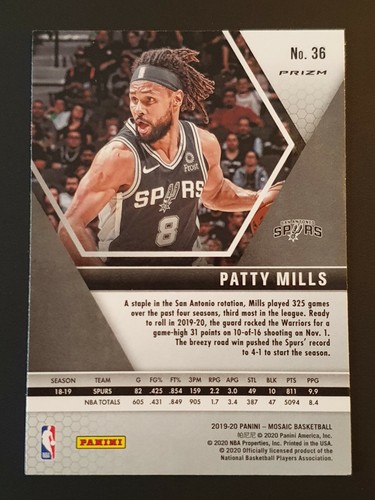 2019-20 Panini Mosaic Mosaic Green #36 Patty Mills - Bild 2 von 2
