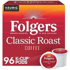 Folgers Classic Roast Coffee, Medium Roast Coffee K-Cup Pods, 96 Count