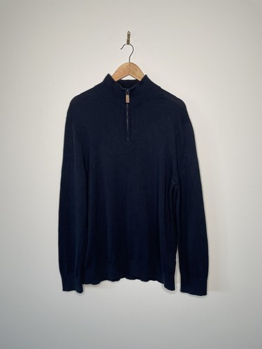 Nautica Men's Navy Half Zip Pullover Soft Knit Light Sweater Jumper Size L