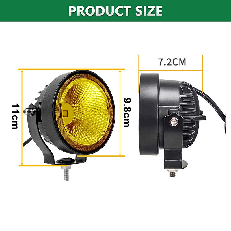 12-48V 20W White Motorcycle Flood Fog Light Spotlight Auxiliary Yellow Universal - Image 3 of 4
