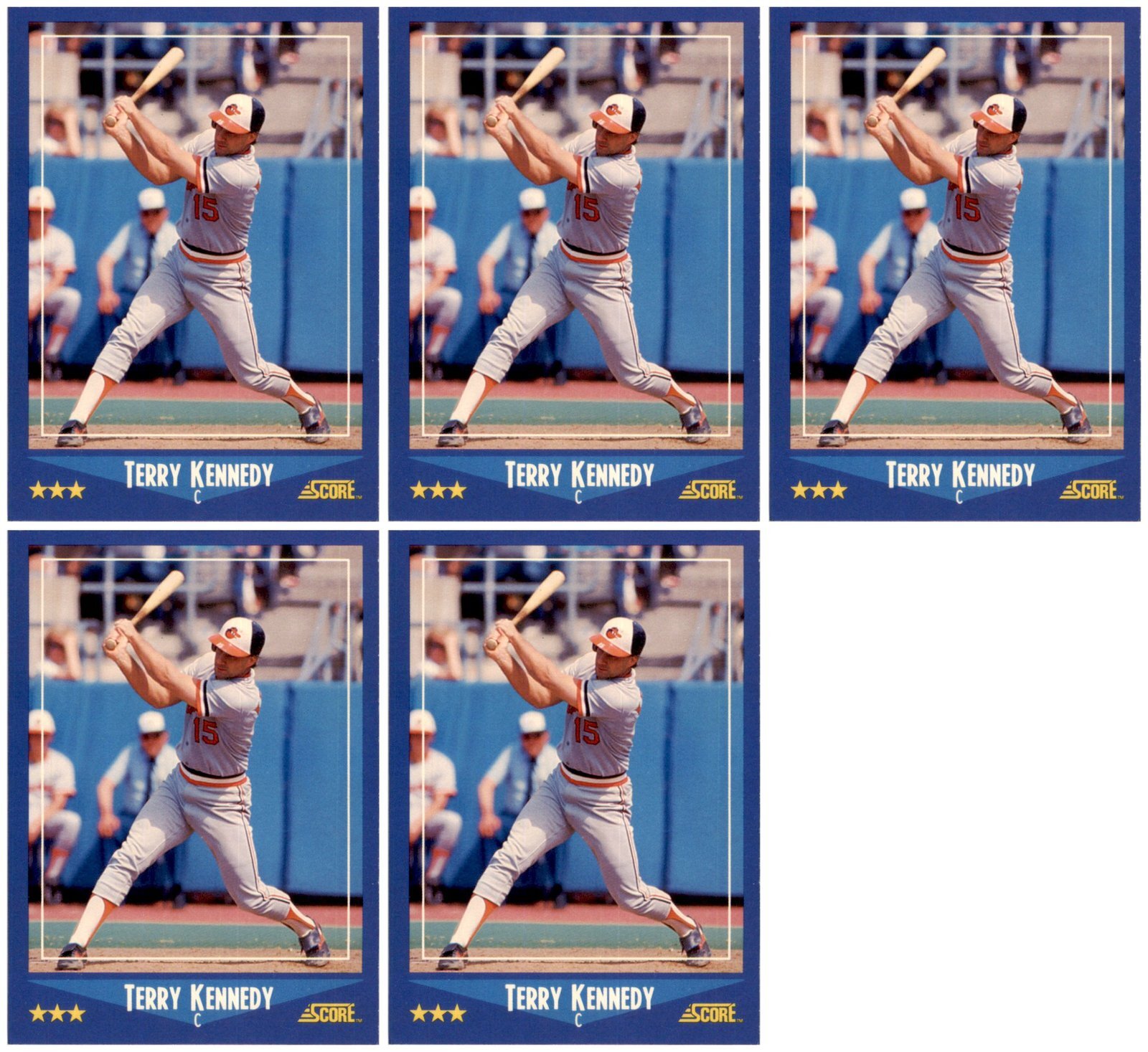(5) 1988 Score #123 Terry Kennedy Baltimore Orioles Card Lot