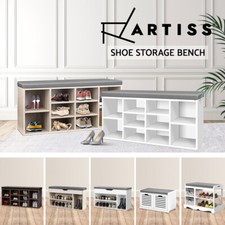 Artiss Shoe Cabinet Bench Shoes Storage Rack Organiser Wooden Shelf Cupboard Box