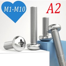 M1 - M10 A2 Stainless Pozi Pan Head Machine Screws Posi Pozidrive Screw Din 7985