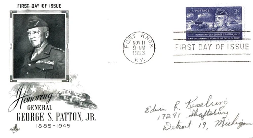 USA FDC - 1953 - General George Patton, Scott # 1026 Artcraft