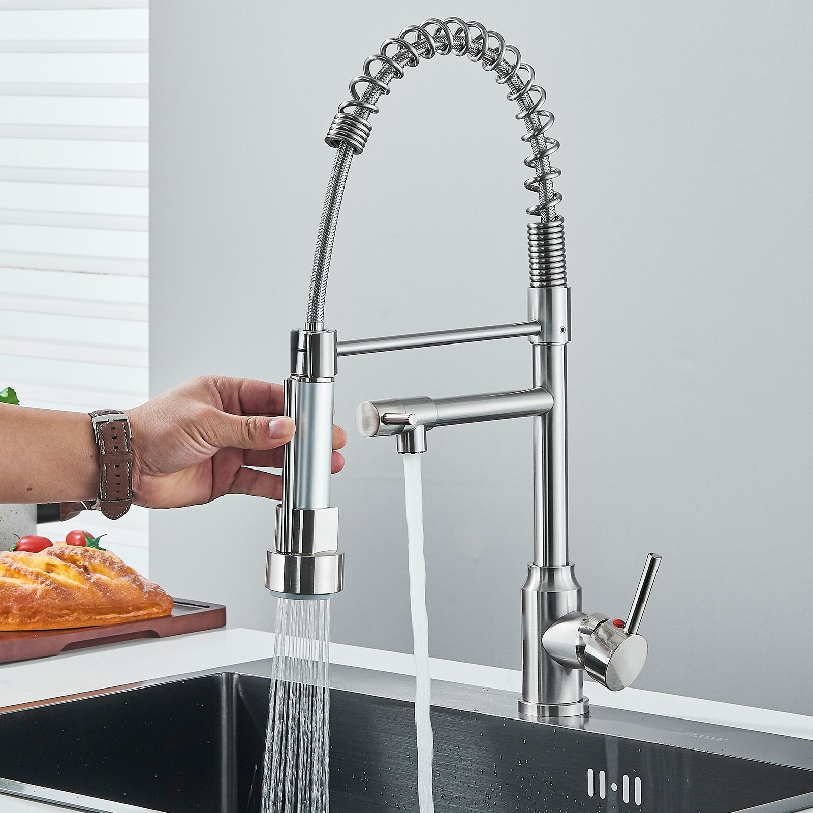 Kitchen Faucet With Sprayer Single Handle Pull Down Sink Mixer