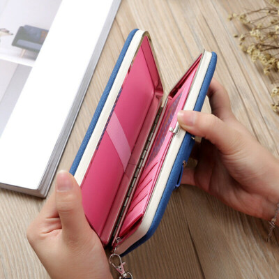 Bowknot Female Purse Famous Brand Card Holder Cellphone Pocket Hasp PU Leather F Bowknot Female Purse Famous Brand Card Holder Cellphone Pocket Hasp PU Leather F